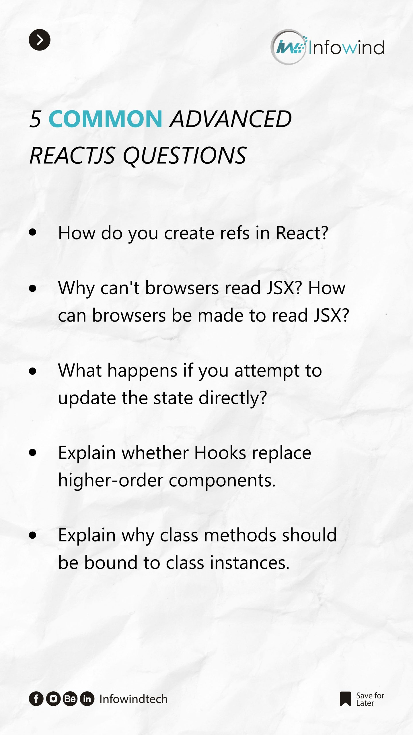 List of advanced react js interview questions